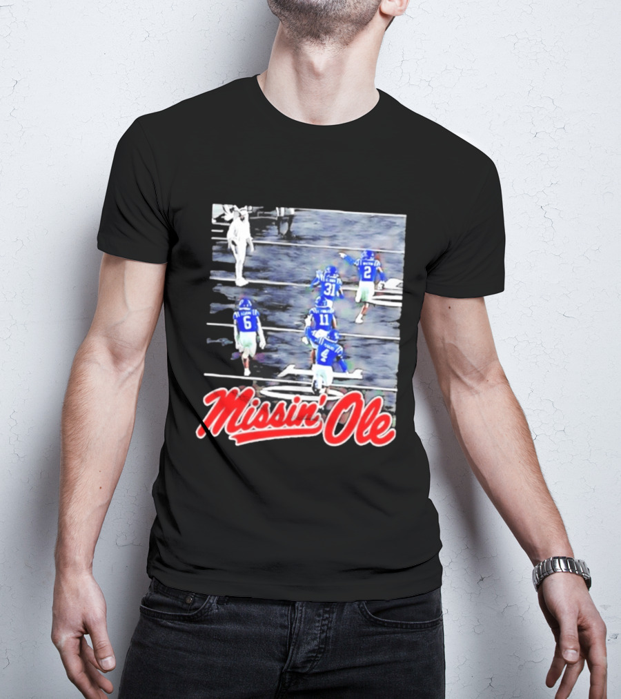 Missin' Ole Mississippi Rebels Football Players In Action T-Shirt