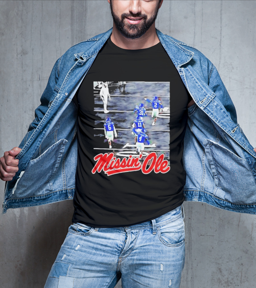 Missin' Ole Mississippi Rebels Football Players In Action T-Shirt