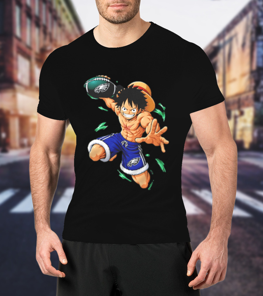 Monkey D. Luffy Philadelphia Eagles Football Anime T-Shirt