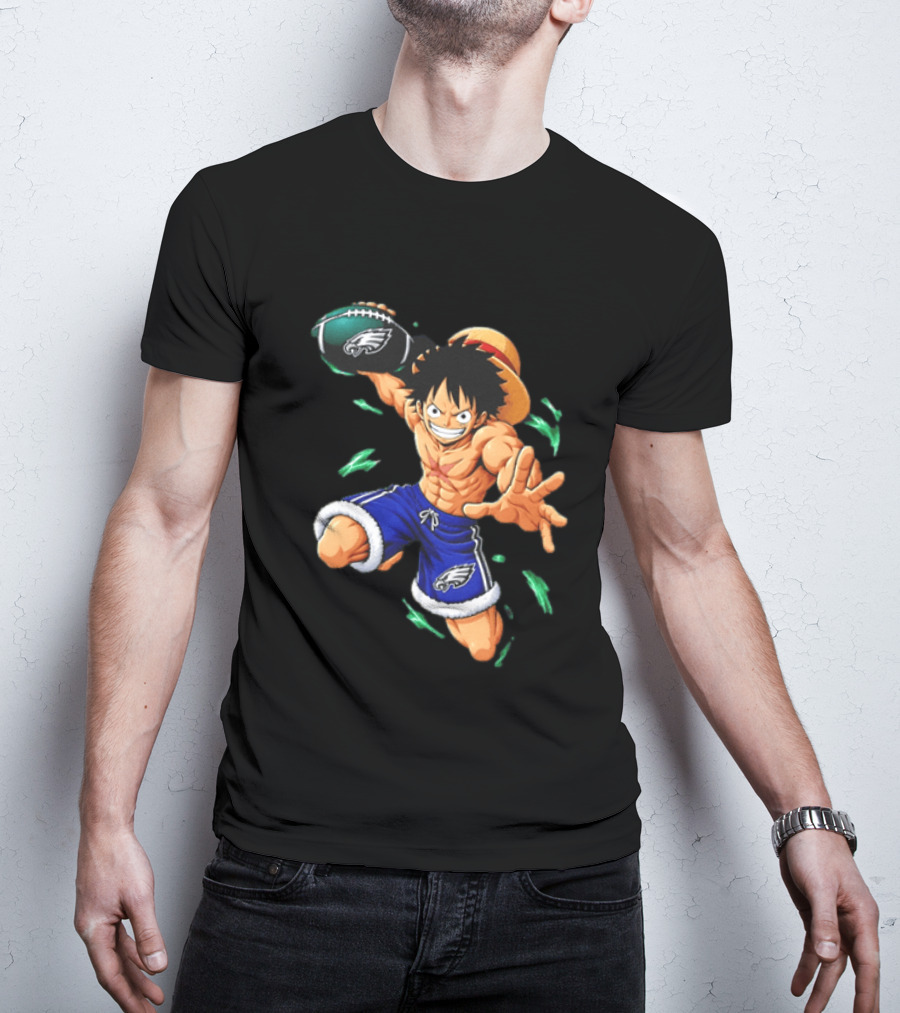 Monkey D. Luffy Philadelphia Eagles Football Anime T-Shirt