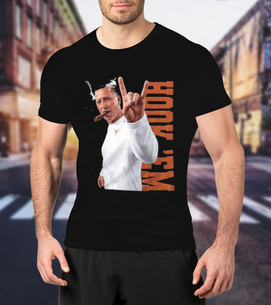 Steve Sarkisian Texas Longhorns NCAA Hook Em Smoking Cigar T-Shirt