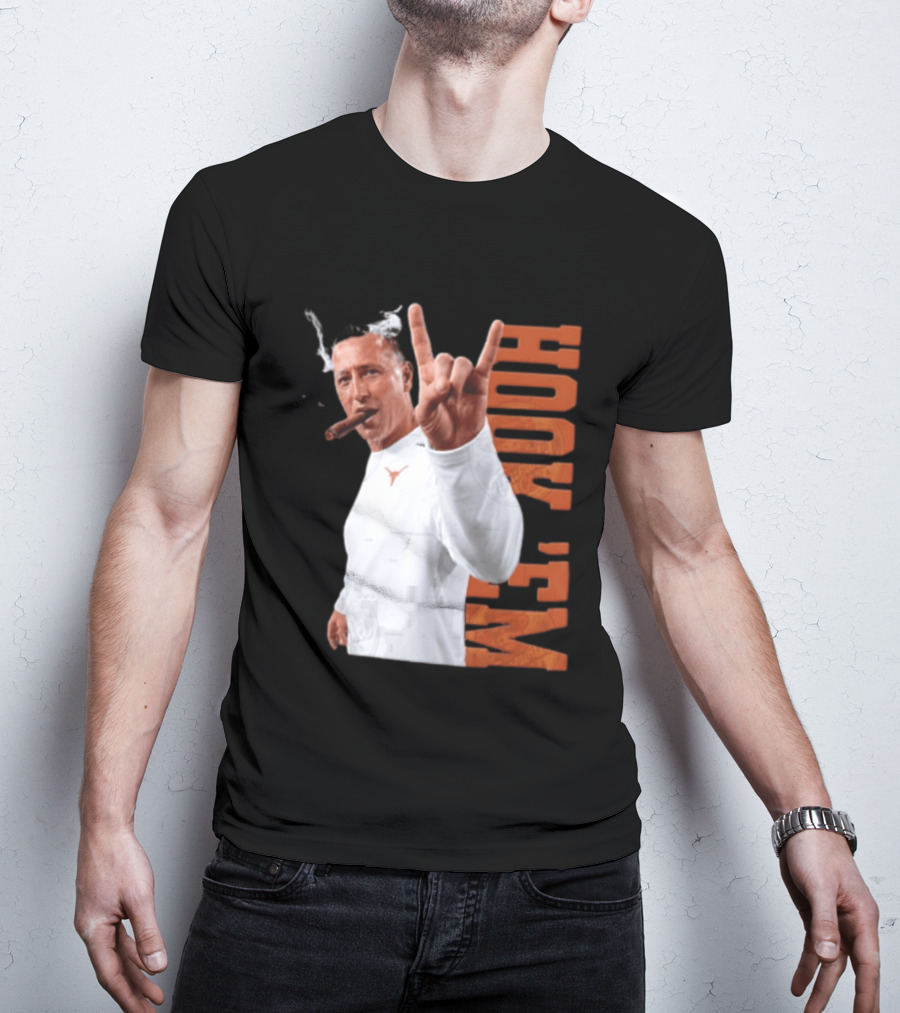 Steve Sarkisian Texas Longhorns NCAA Hook Em Smoking Cigar T-Shirt