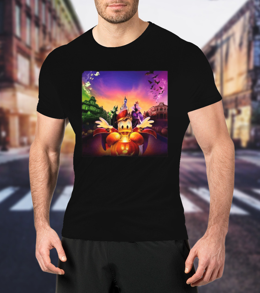 2026 Disney Halloween Festival Disneyland Paris With Haunted Mansion And Donald Duck T-Shirt