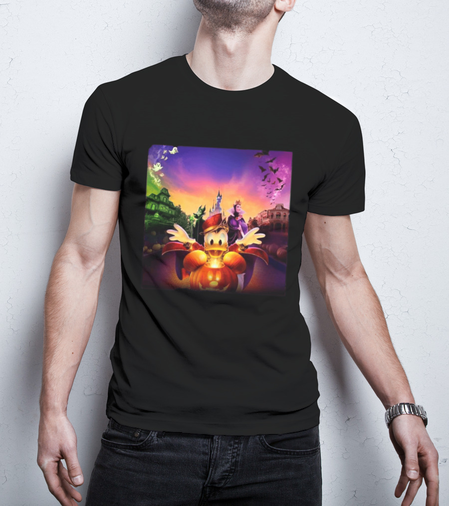 2026 Disney Halloween Festival Disneyland Paris With Haunted Mansion And Donald Duck T-Shirt