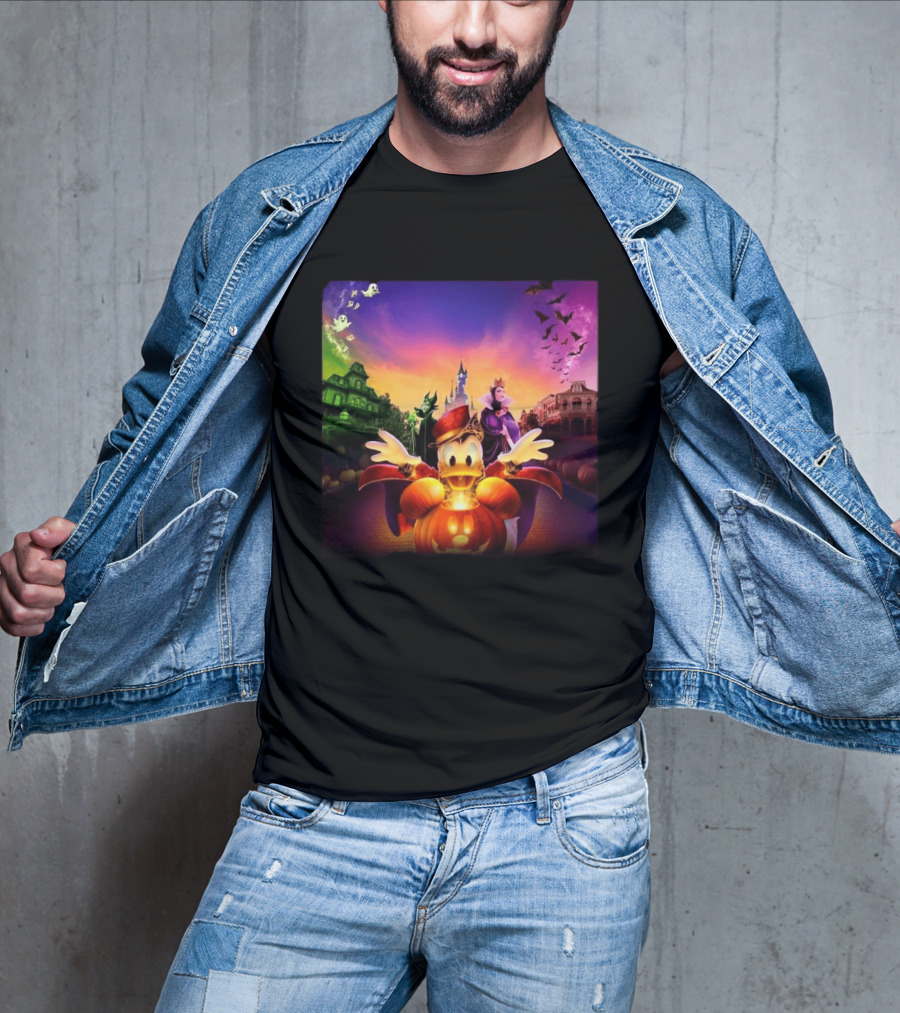 2026 Disney Halloween Festival Disneyland Paris With Haunted Mansion And Donald Duck T-Shirt
