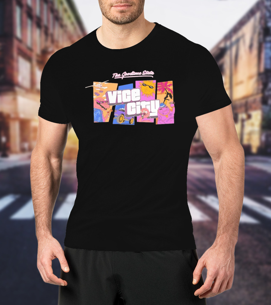 The Goodtime State Vice City Chunker Gaming Retro Tropical T-Shirt