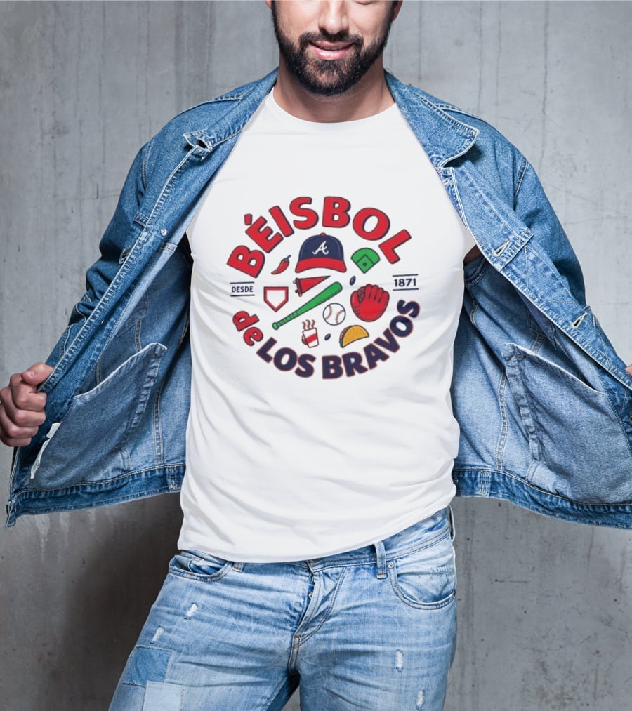 Béisbol De Los Bravos Atlanta Braves Desde 1871 Cap Glove Bat Baseball Iconography T-Shirt