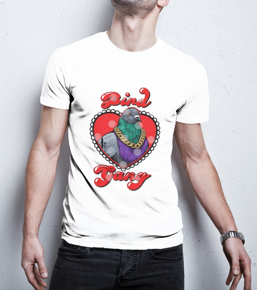 Bird Gang Pigeon With Heart Shaped Gold Chain T-Shirt