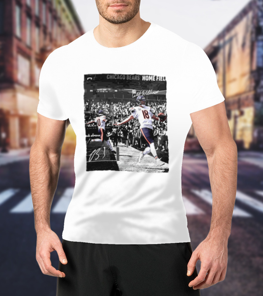 Chicago Bears Caleb Williams And Luther Burden Home Field Football T-Shirt