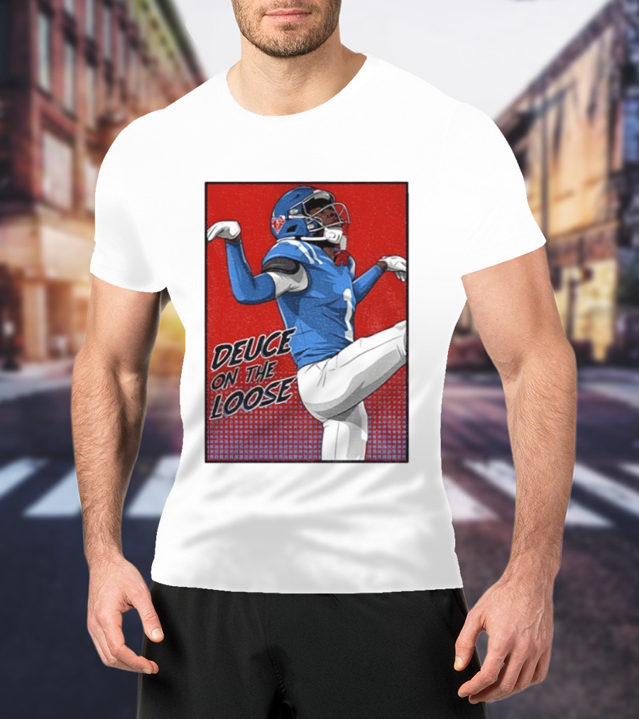 Deuce On The Loose Ole Miss Rebels Football Player Action T-Shirt