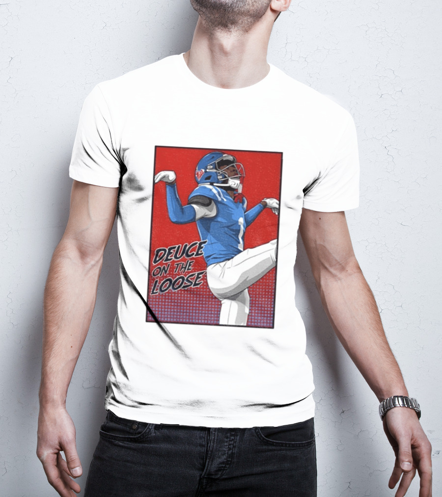 Deuce On The Loose Ole Miss Rebels Football Player Action T-Shirt