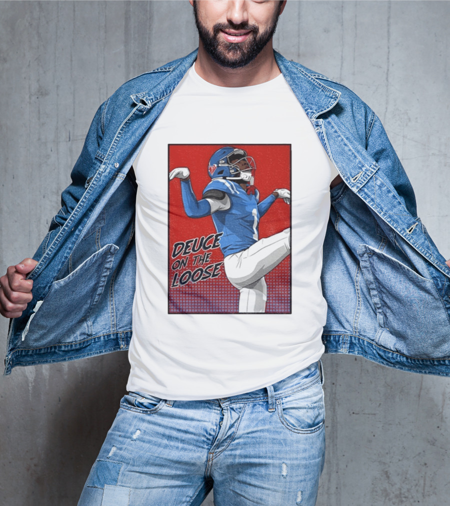 Deuce On The Loose Ole Miss Rebels Football Player Action T-Shirt