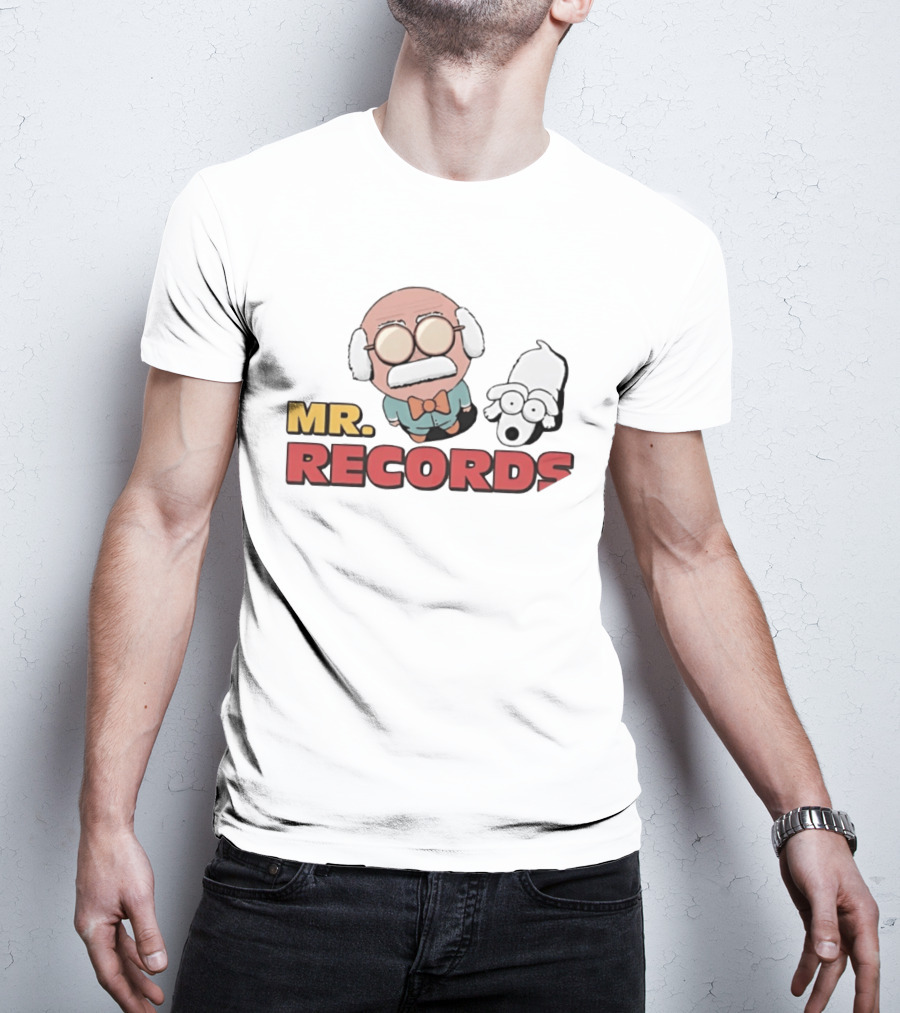 MR. RECORDS Cartoon Style Grandpa And Dog Duo T-Shirt
