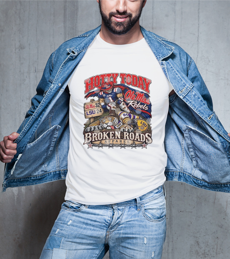 Ole Miss Rebels Victory Over LSU Hotty Today Broken Roads T-Shirt