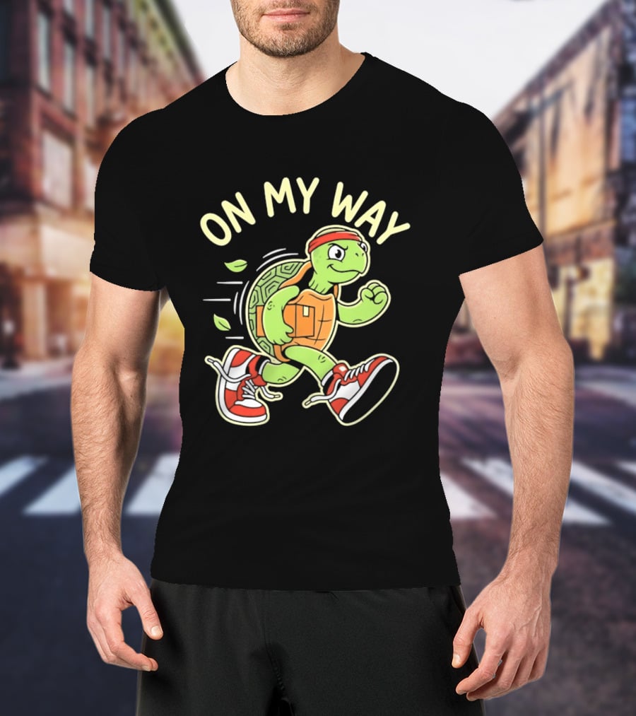 Running Turtle Package Delivery On My Way T-Shirt