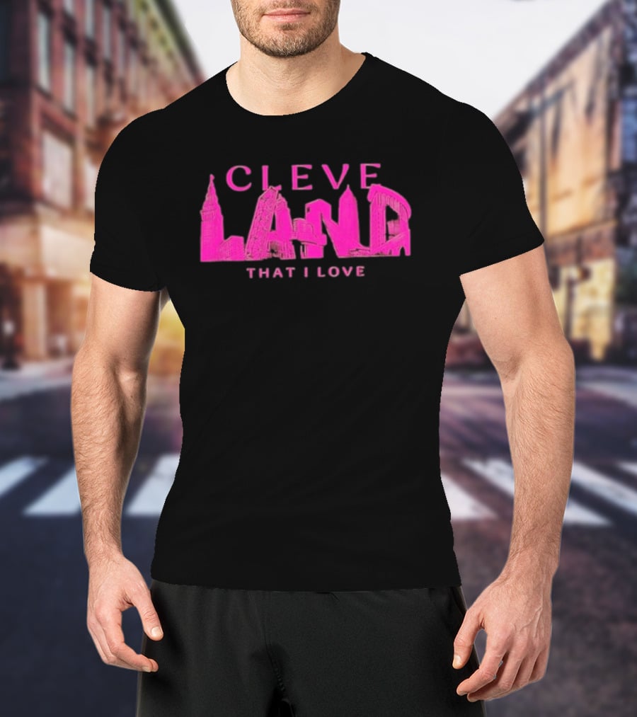 Cleveland Landmarks That I Love Pink Skyline T-Shirt