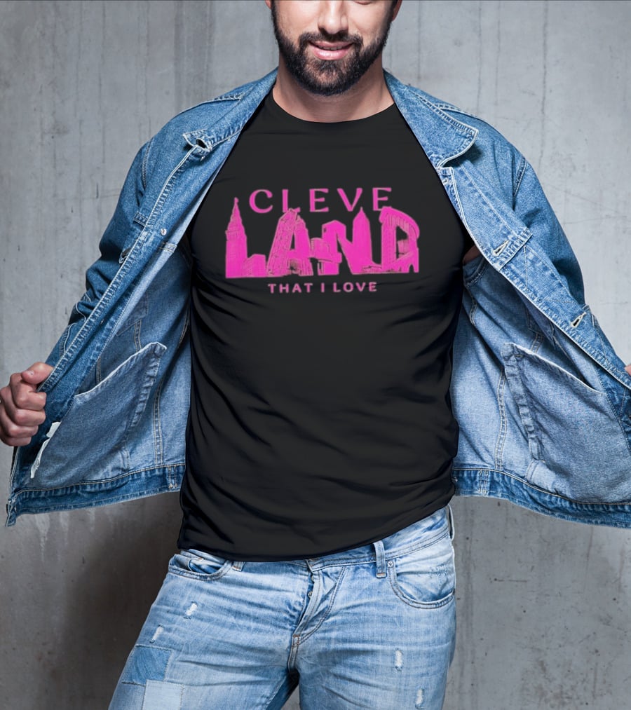 Cleveland Landmarks That I Love Pink Skyline T-Shirt