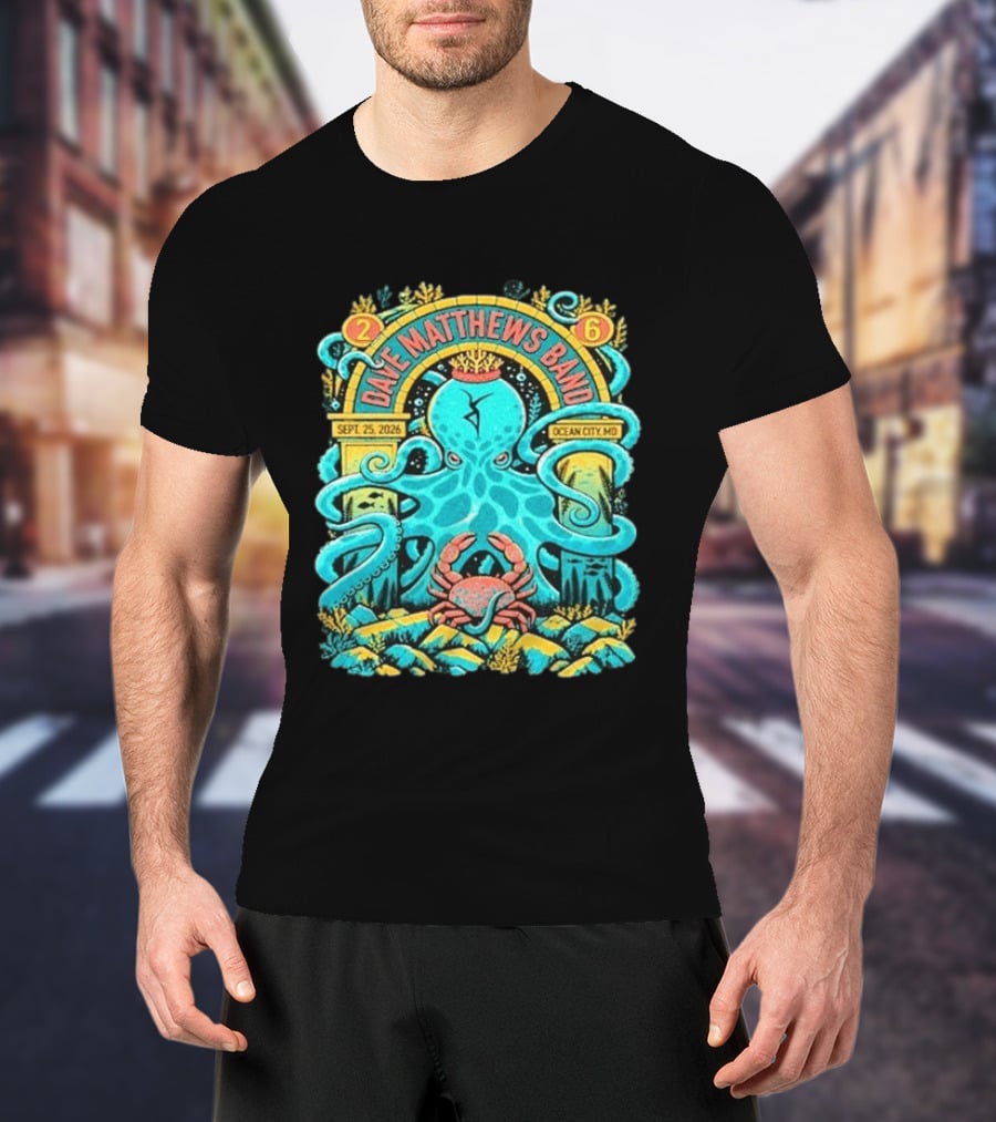 Dave Matthews Band Sept 25 2026 Ocean City Maryland Festival Ocean Crab Octopus T-Shirt