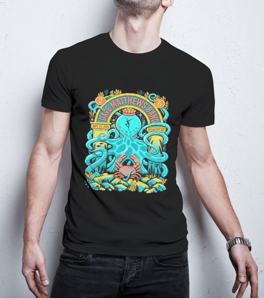Dave Matthews Band Sept 25 2026 Ocean City Maryland Festival Ocean Crab Octopus T-Shirt