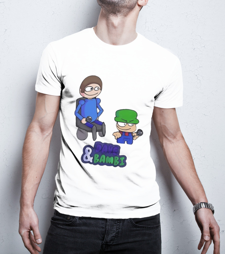 Friday Night Funkin Dave And Bambi Characters With Microphones T-Shirt