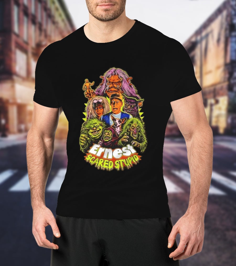 Ernest Scared Stupid Movie Characters Jim Varney Trolls Colorful T-Shirt