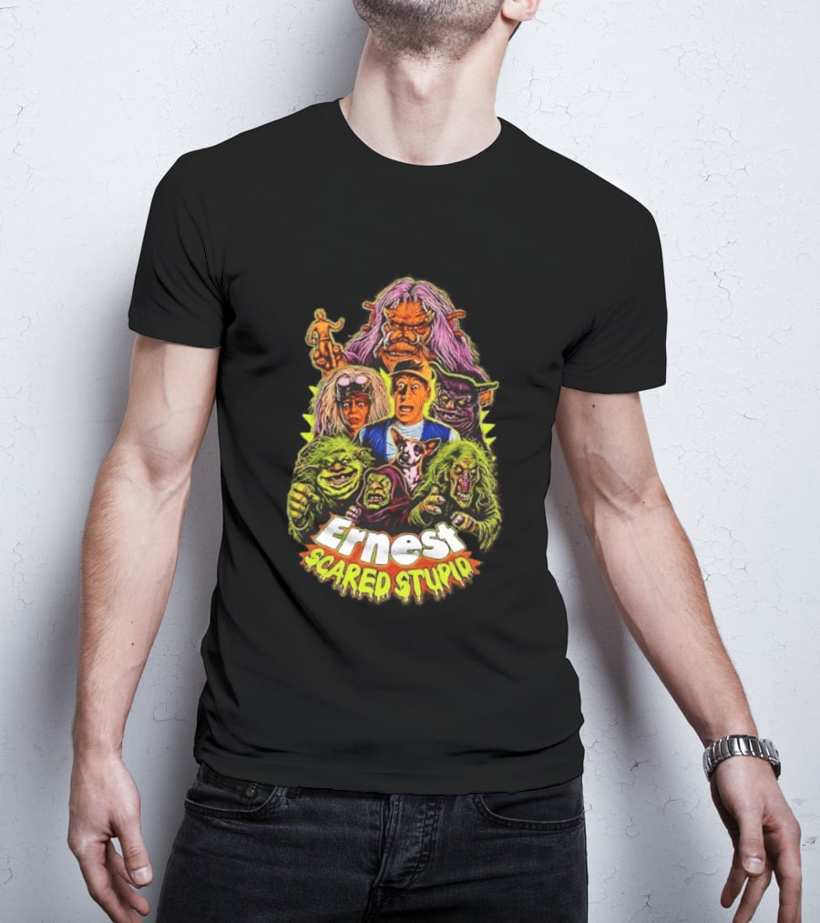 Ernest Scared Stupid Movie Characters Jim Varney Trolls Colorful T-Shirt