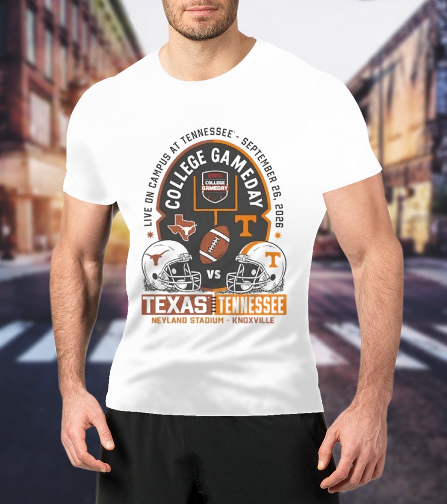 Live On Campus ESPN College GameDay Texas Vs Tennessee Neyland Stadium September 26 2026 T-Shirt