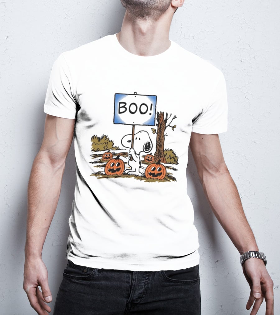 Snoopy Boo Sign Peanuts Halloween Pumpkins T-Shirt