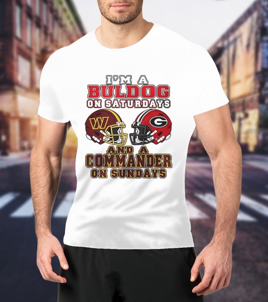 I'm A Bulldog On Saturdays And A Commander On Sundays Football Helmets T-Shirt
