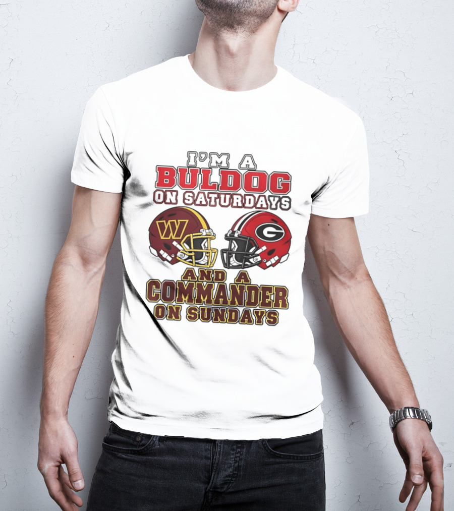 I'm A Bulldog On Saturdays And A Commander On Sundays Football Helmets T-Shirt