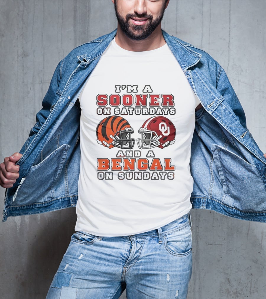 I'm A Sooner On Saturdays And A Bengal On Sundays Sports Fan Gear T-Shirt