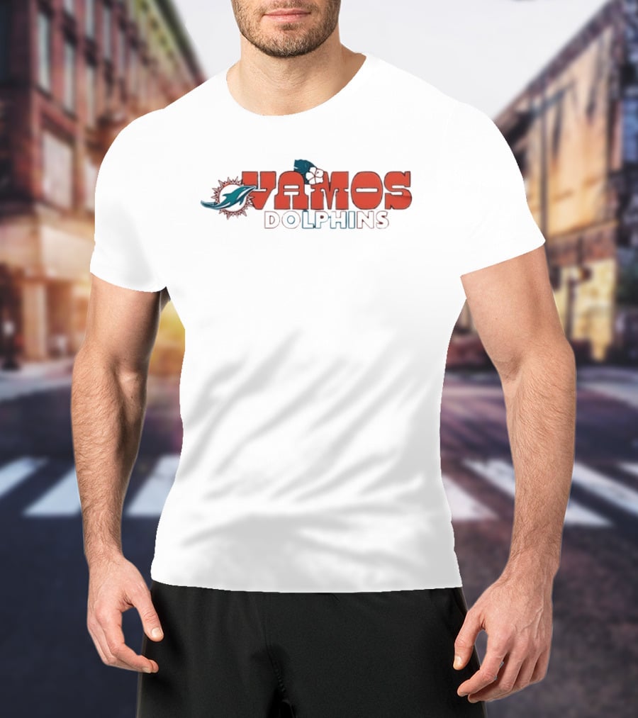 Vamos Dolphins Enthusiast Apparel Featuring Iconic Animal Motif T-Shirt