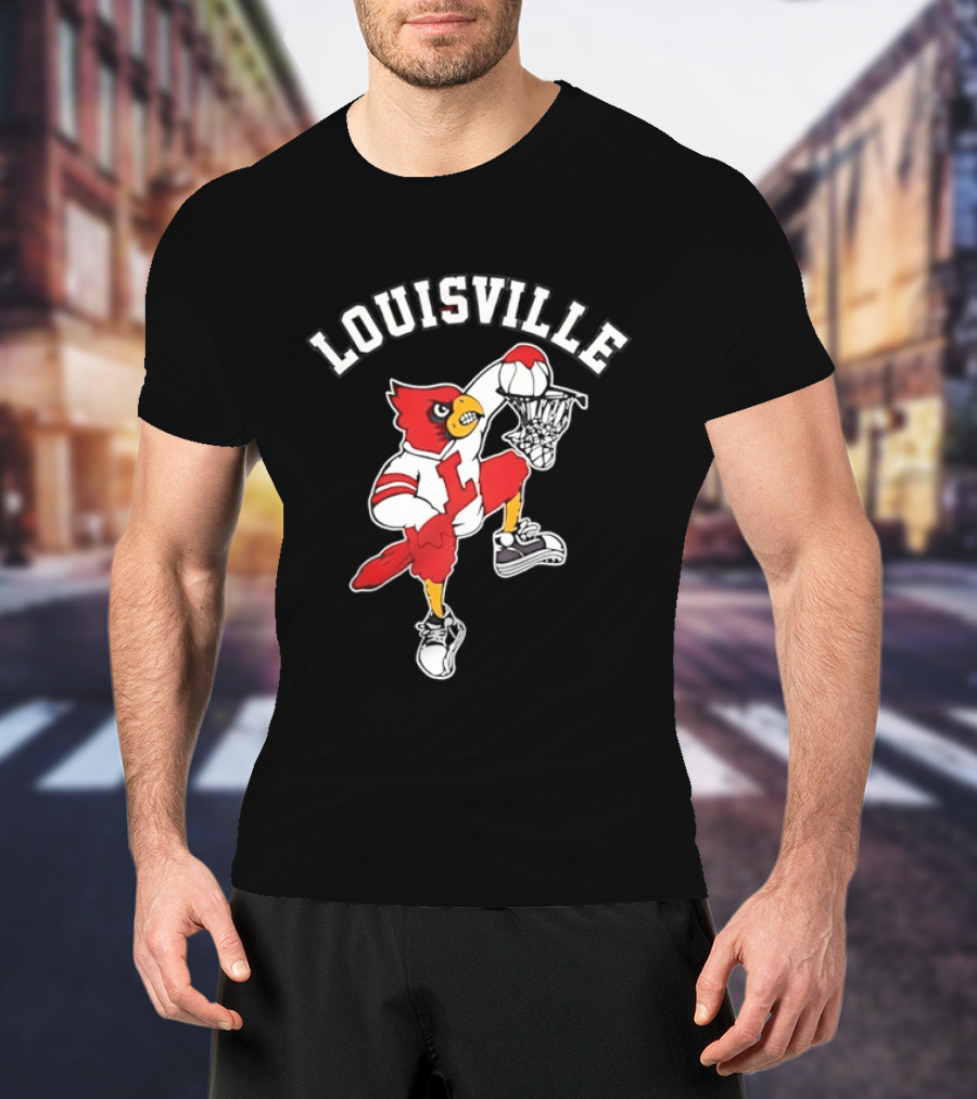 Louisville Cardinals Basketball Mascot Dunking T-Shirt