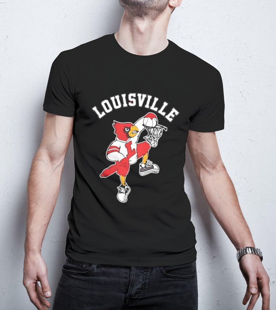 Louisville Cardinals Basketball Mascot Dunking T-Shirt