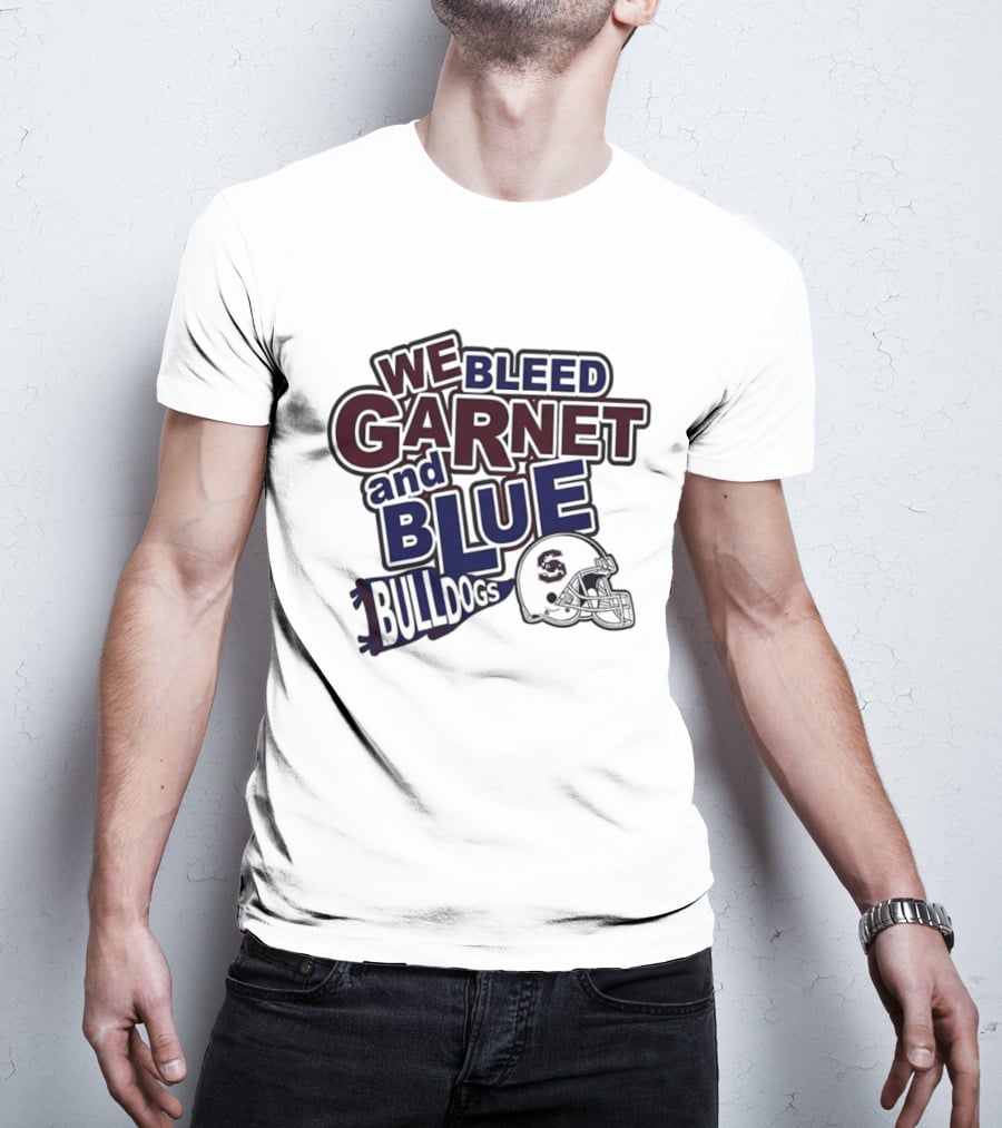 We Bleed Garnet And Blue Bulldogs South Carolina State Football T-Shirt