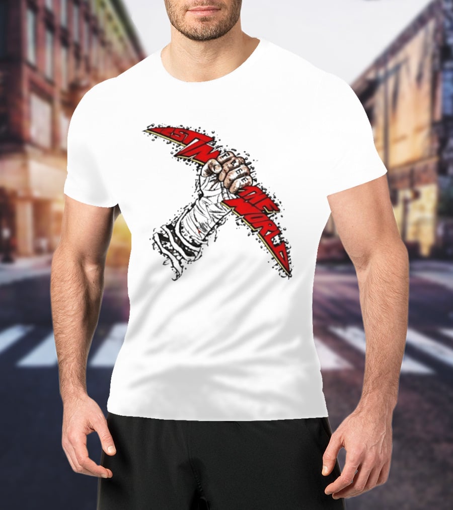 MMA Fighter Fist Power Justin The World Red And Black T-Shirt
