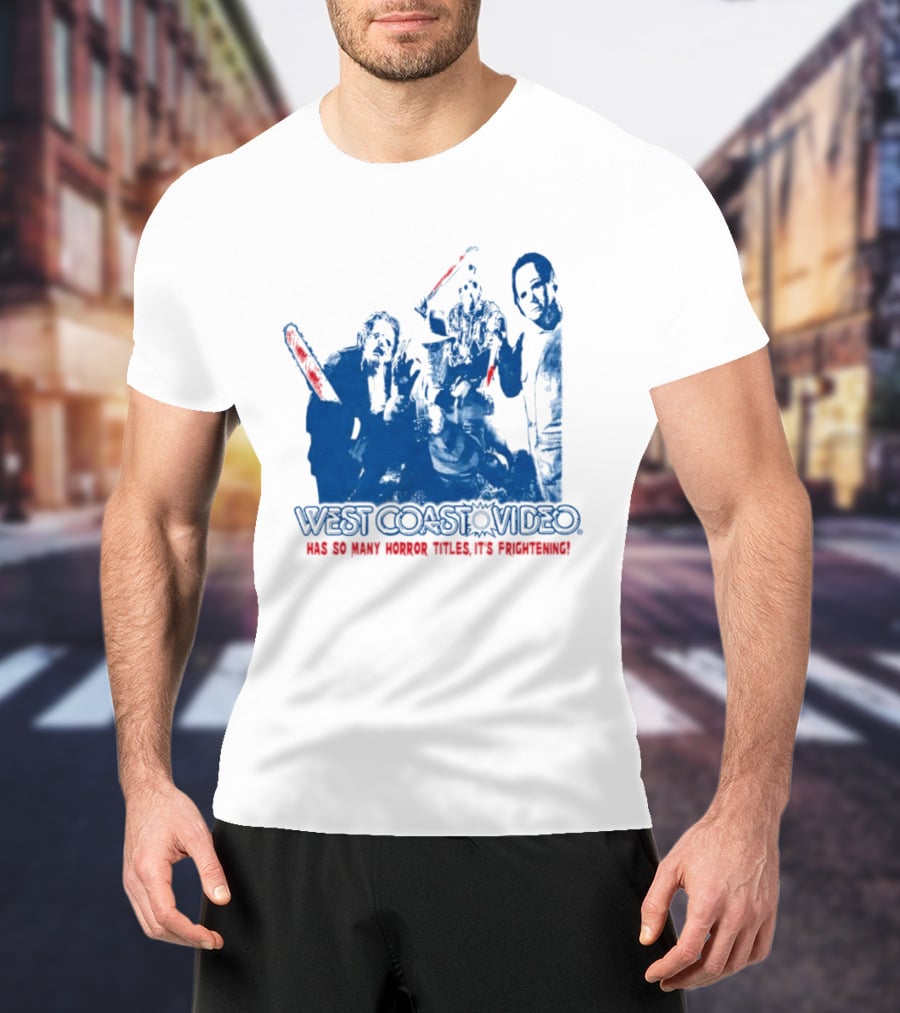 West Coast Video Horror It's Frightening Slasher Movie Halloween T-Shirt