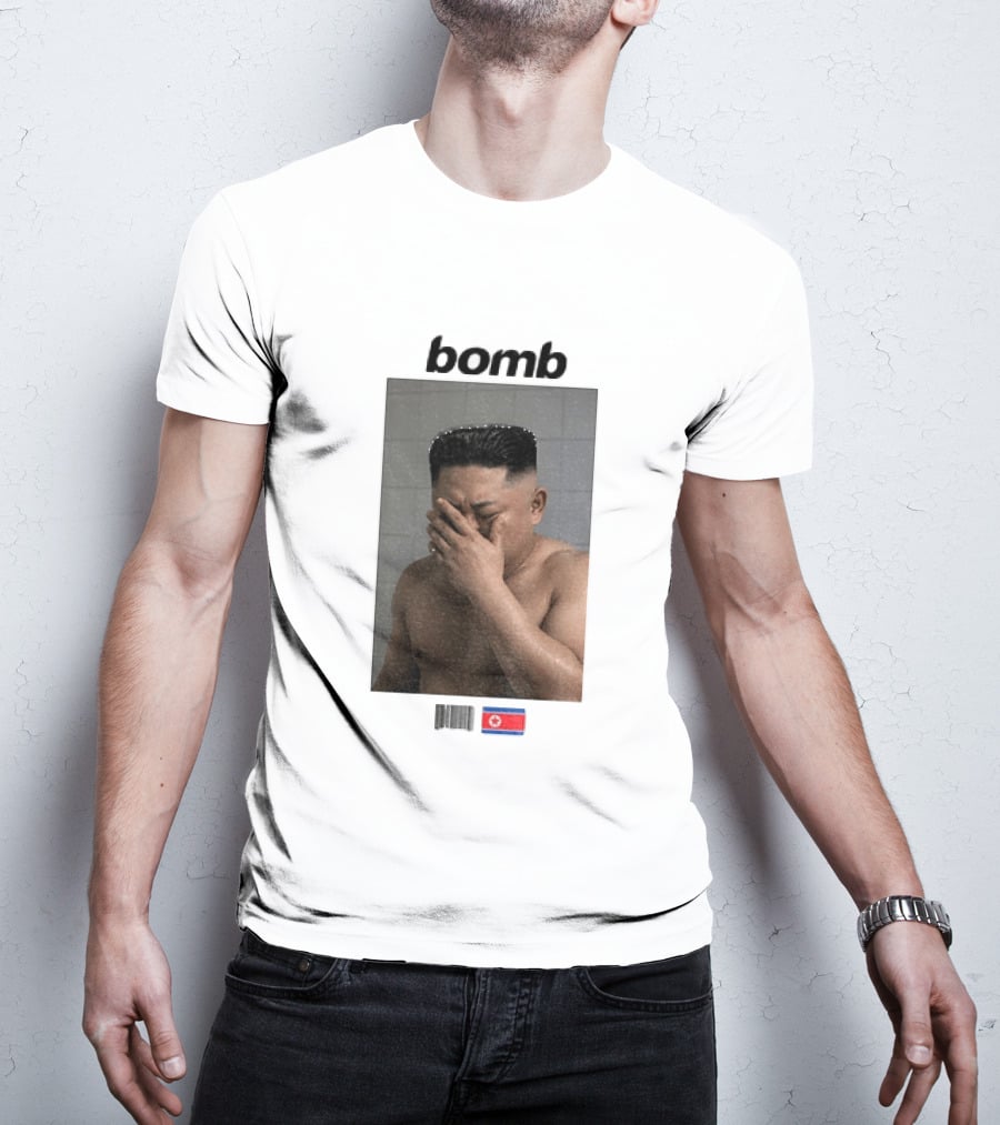 Kim Jong Un Bomb Meme Bathroom North Korea Flag T-Shirt