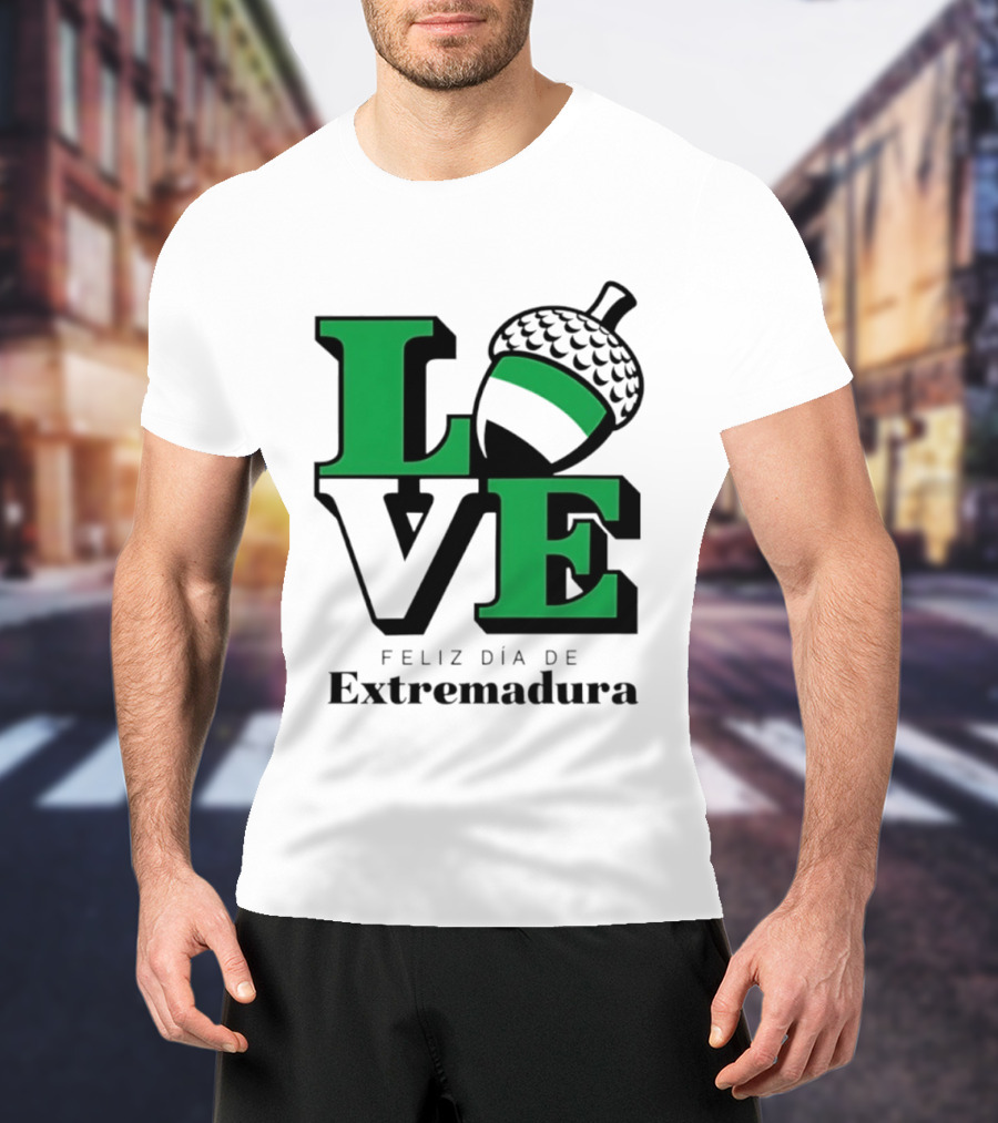 Love Feliz Día De Extremadura Acorn Icon Spain Celebration T-Shirt