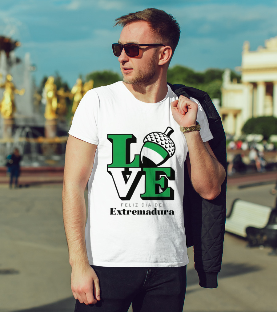 Love Feliz Día De Extremadura Acorn Icon Spain Celebration T-Shirt