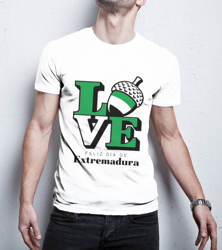 Love Feliz Día De Extremadura Acorn Icon Spain Celebration T-Shirt