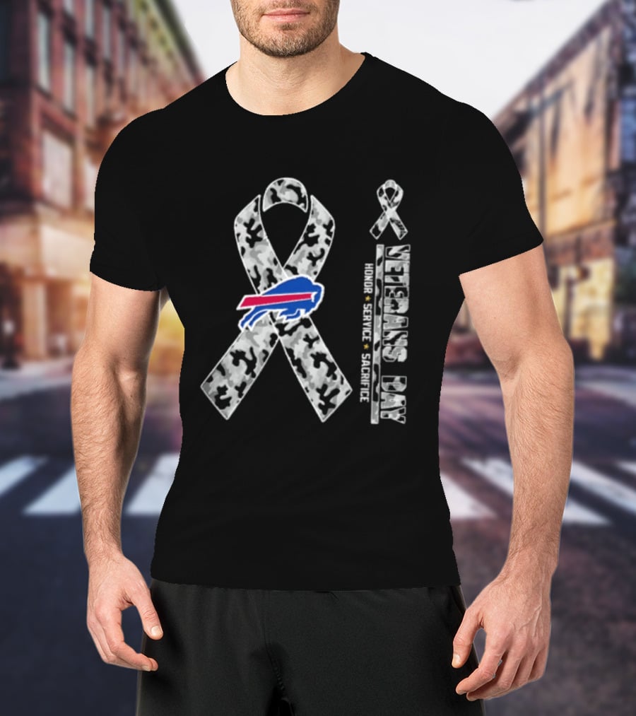 Buffalo Bills Camo Ribbon Veterans Day Honor Service Sacrifice T-Shirt