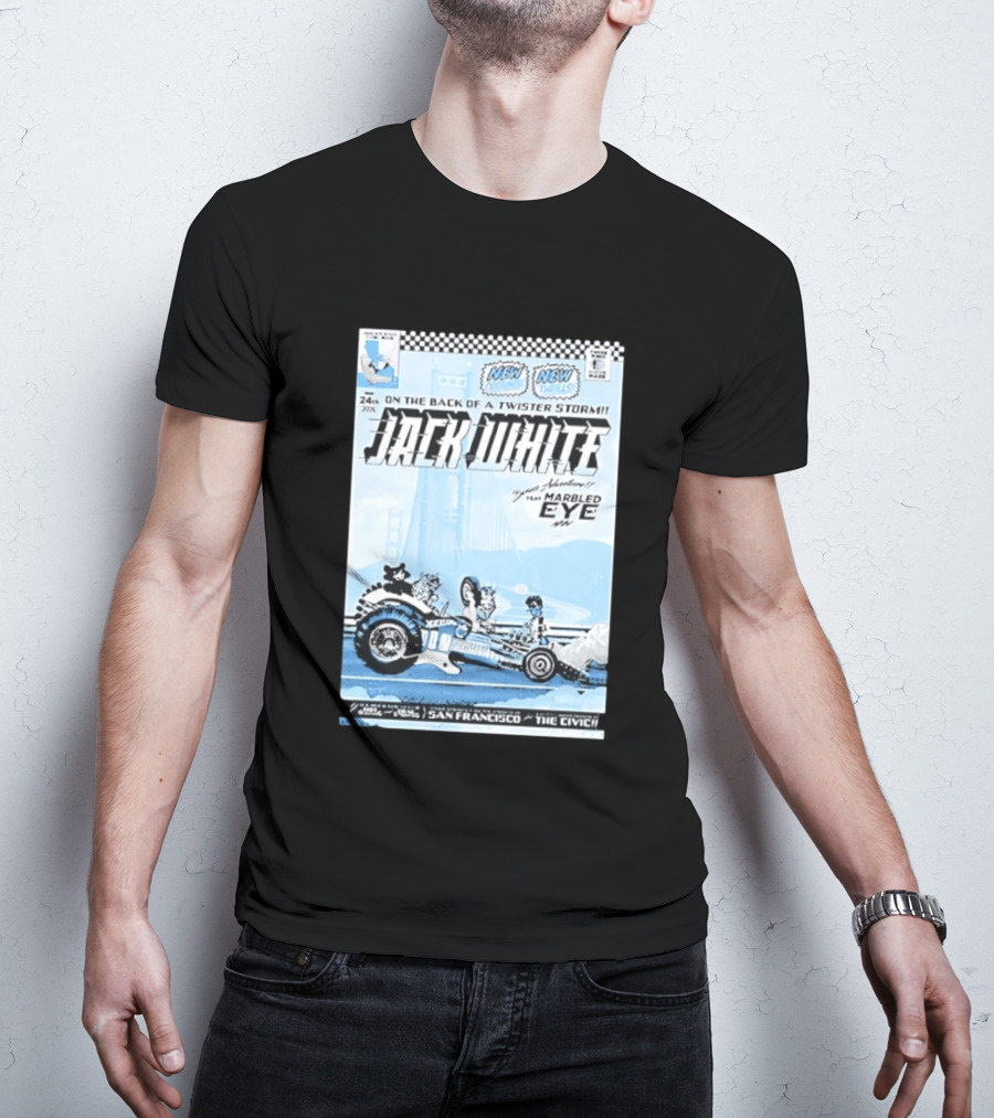 Jack White Twister Storm SF Comic Book Adventure Featuring Marbled Eye San Francisco The Civic T-Shirt