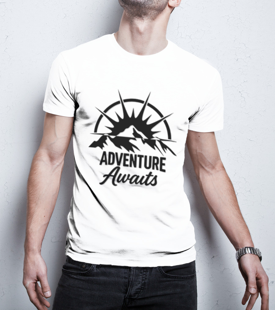 Adventure Awaits Mountain Sunset Vinyl Decal T-Shirt