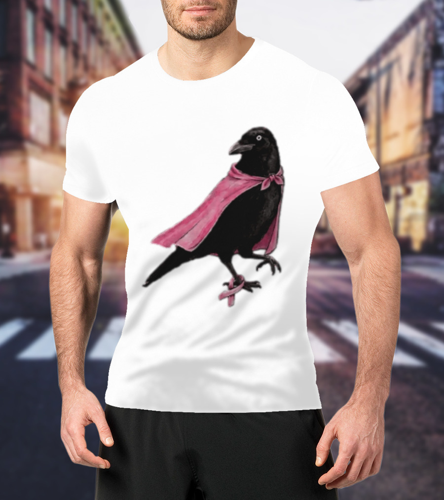 Breast Cancer Awareness Month Pink Ribbon Crow We Wear Pink In October T-Shirt