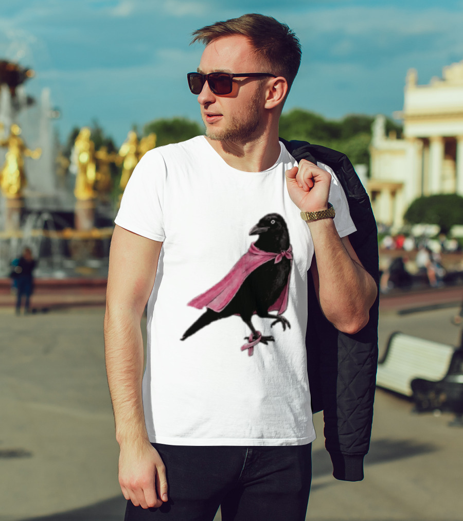 Breast Cancer Awareness Month Pink Ribbon Crow We Wear Pink In October T-Shirt