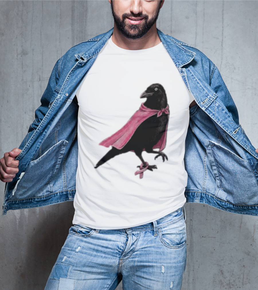 Breast Cancer Awareness Month Pink Ribbon Crow We Wear Pink In October T-Shirt