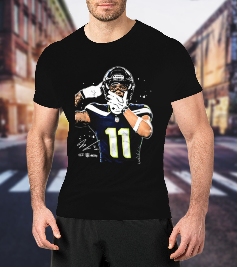 Geno Smith Seattle Seahawks Number 11 Pointing Gesture T-Shirt