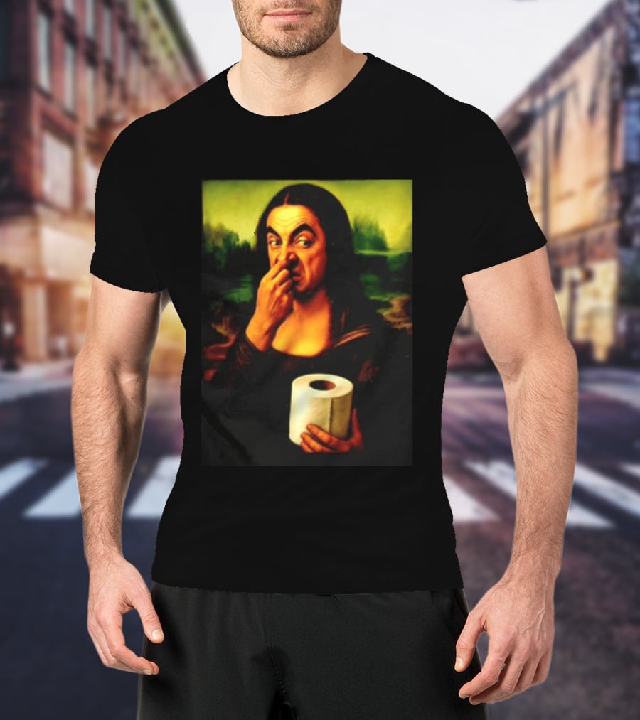 Rowan Atkinson Mona Lisa Nose Picking Toilet Roll Holding T-Shirt