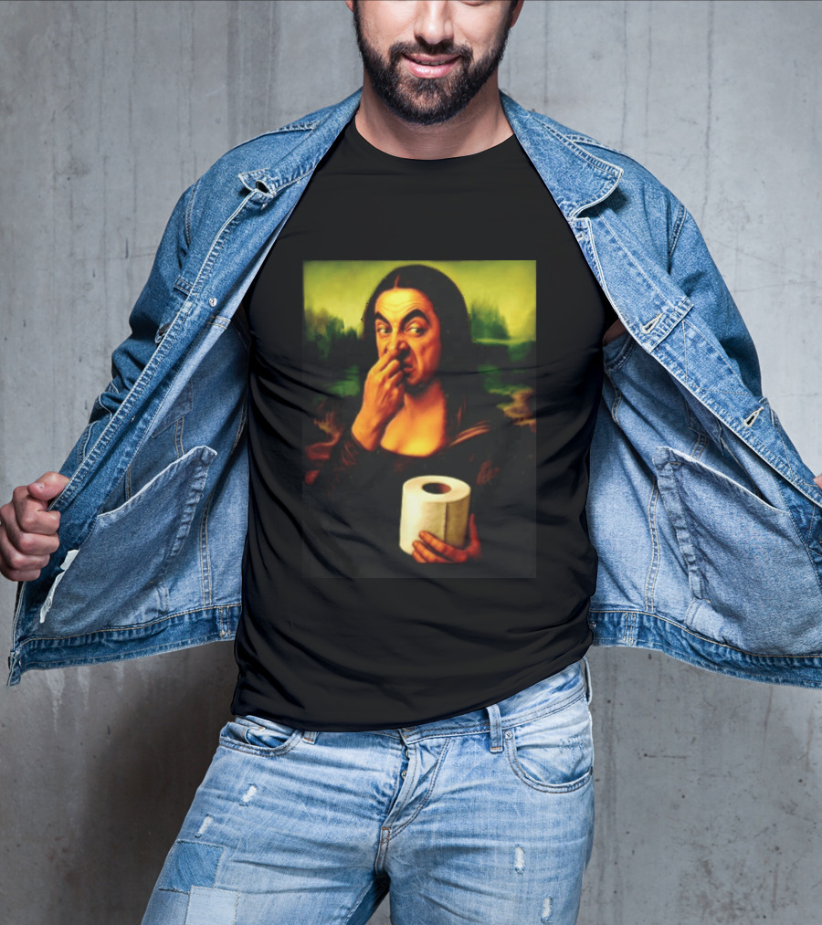 Rowan Atkinson Mona Lisa Nose Picking Toilet Roll Holding T-Shirt